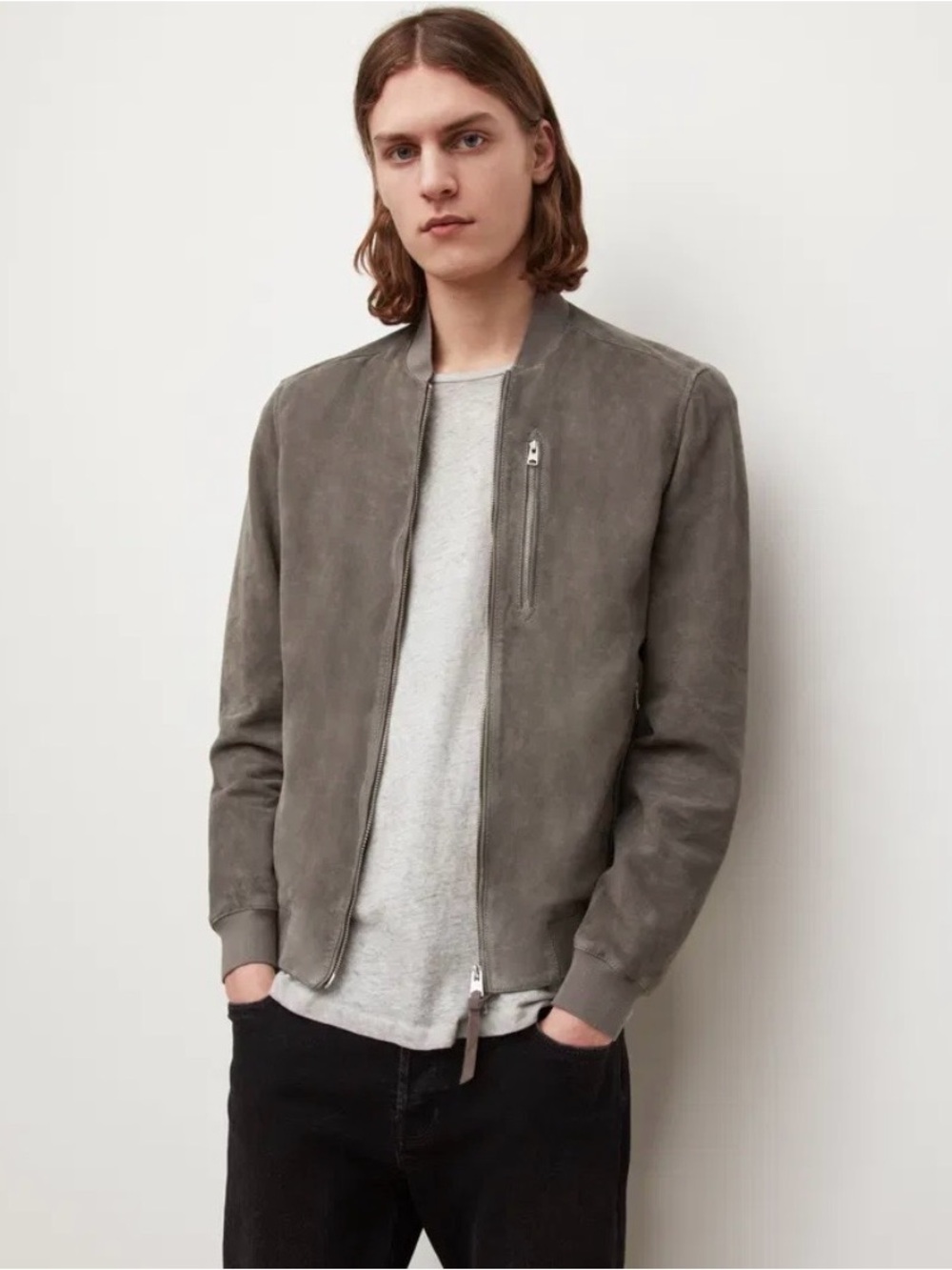 All Saints Kemble Suede Bomber Jacket